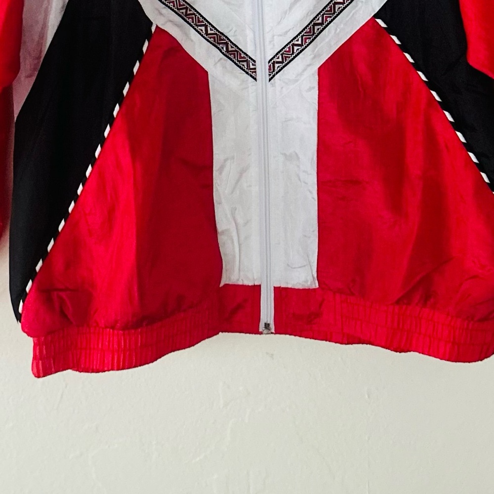 Vintage 90s Red White Blue Windbreaker Jacket Track Jacket Size M - Picture 4 of 7